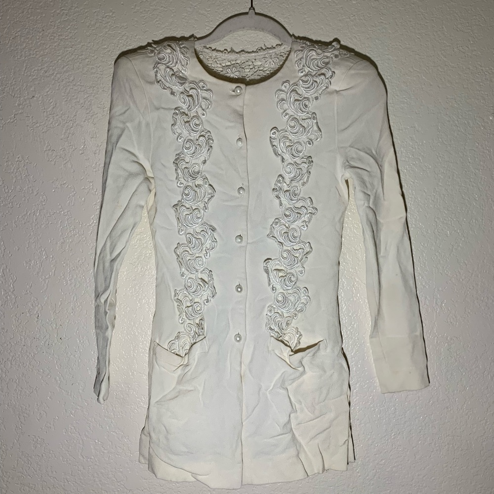 Vintage Jessica McClintock white dress top blouse size 6 max in USA 80s 90s 70s